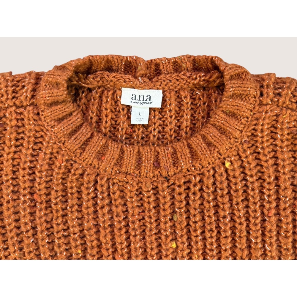 a.n.a. Rust Flecked Chunky Knit Sweater Women's Large